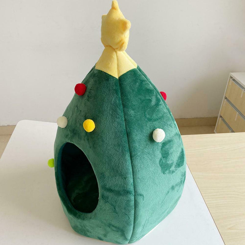 Xmas Tree Shape Pet Nest Winter Warm Kitten Cat House Sleep Bed Pet Product
