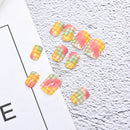 24pcs Yellow False Nails Art Acrylic Full Cover Tips Manicure Gl%!