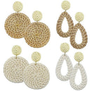 Rattan Earrings For Women Lightweight Geometric Statement Earrings Handmade