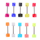 10x/Set Stainless Steel Mixed Dice Barbell Tongue Ring Studs Body Piercing BX