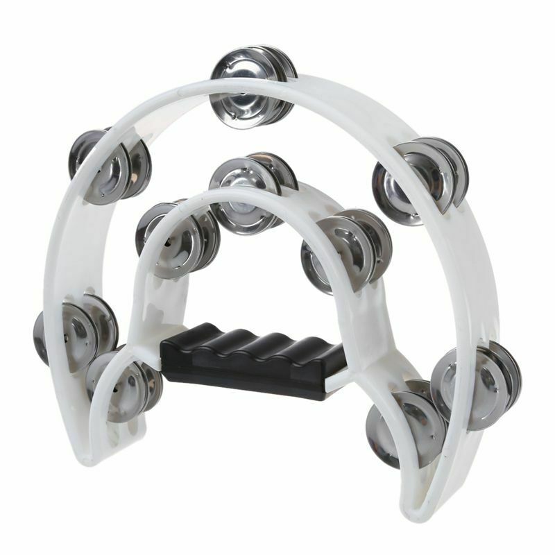 Double Row Jingles Half Moon Musical Tambourine Percussion Drum White Party