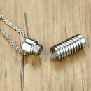 Screw Whorl Stainless Steel Urn Keepsake Pendant Chain Necklace Mens Gift