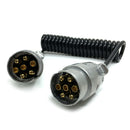 7 Pin Metal Trailer Plugs w/curly 1.5M extension Cable Lead Male To Male Caravan