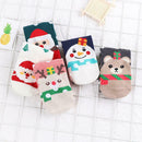 5pair European Fashion Christmas Sock Women Deerlet Santa Claus Print Short Sock