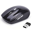 2.4GHz Wireless Optical Mouse USB 2.0 Receiver 6Button 1800dpi for PC Black
