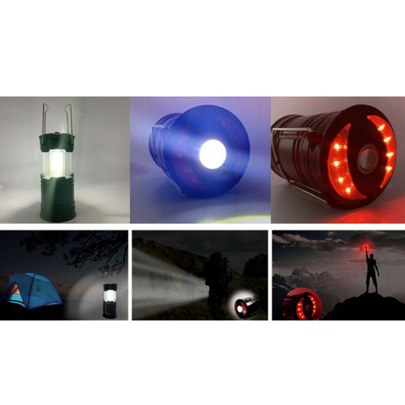 2x COB Camping Lantern Torch Tent Light LONG-LASTING Collapsible