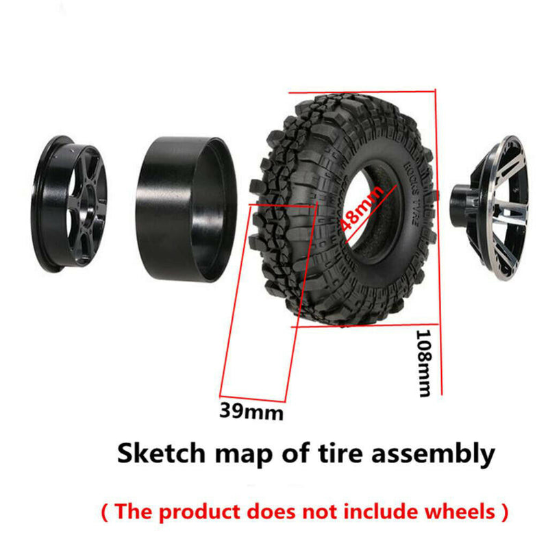 Durable 4 Pieces Rubber Off-Road Car Tyres for 1/10 Axial SCX10 CC01 RC4WD D110