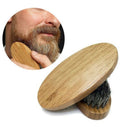 2Pcs Mens Boar Hair Bristle Hard Round Wood Handle Beard Mustache Brush Set