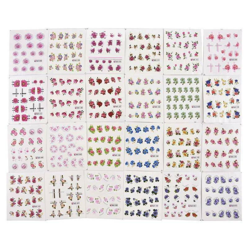 55X Cherry Nail Water Decals Flower Butterfly Nail Art Transfer DIY Stickers