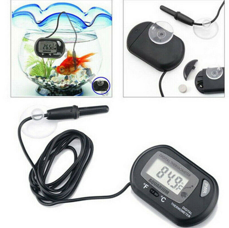 Digital LCD Aquarium Fish Tank Vivarium Reptile/Fridge Freezer Thermometer Black
