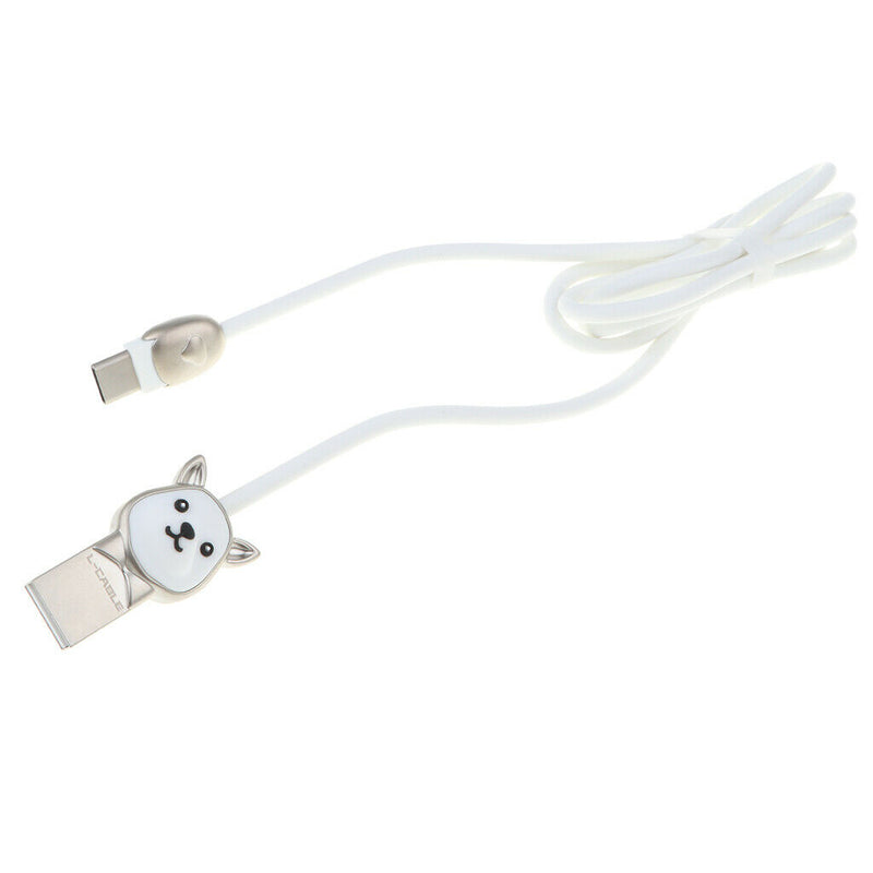 USB Android Charging Cord TPE Data Sync Quick Charger Cable White+ Nylon Braided