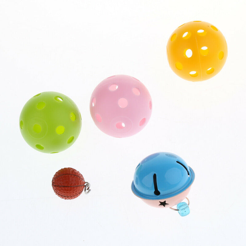 Pet Bird Chew Toys Parrot Parakeet Basketball Hoop Prop Trick Prop+ 4pcs Balls +