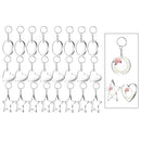 24Pcs Transparent Acrylic Keychain Blank with Disc & Key Ring Tassels Crafts Set