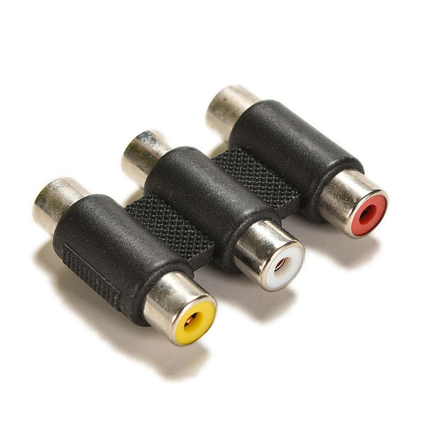 3RCA Female to Female Mini Audio Video AV Coupler Extension Adapter Connector ES