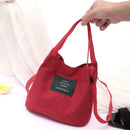 Letter Print Shoulder Bucket Handbags Women Canvas Crossbody Bags (Red) A