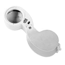 40x 25mm Handheld Folding Jewelry Optical Glass Loupe Magnifier w/LED Light
