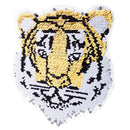 Reversible Sequin Embroidered Animal Tiger Patches Applique Sew on Clothing