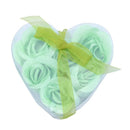 6 Pcs Green Scented Bath Soap Rose Petal in Heart type Box