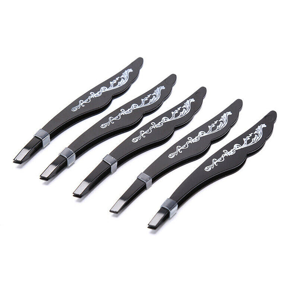 Black Eyebrow Tweezers Stainless Steel Removal Eyebrow Eyelash Makeup ToolsB Hn