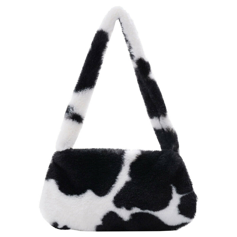 Animal Pattern Underarm Bag Women Mini Plush Shoulder Handbags Purse (13)