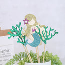 6PCS Starfish Mermaid Happy birthday Cake Toppers Cupcake Baby Shower DIY Gi Gw