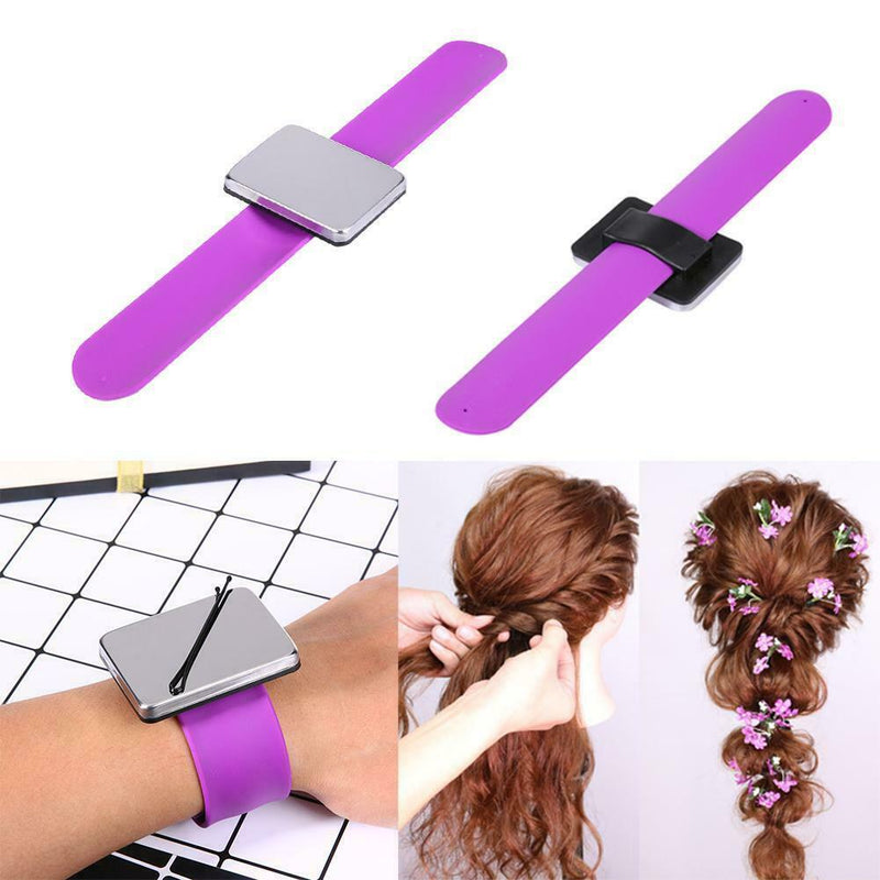 Salon Magnetic Bracelet Wrist Band Strap Hair Clip Hairdressing (Purple)