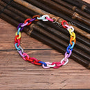 Boho Rainbow Acrylic Link Chain Necklace Bohemian Choker Necklace Jewelry G Gw
