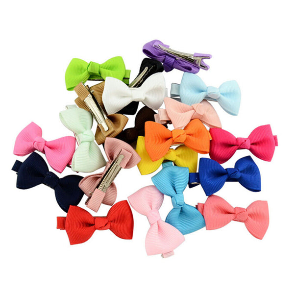 20Pcs Hair Bows Band Boutique Alligator Clip Grosgrain Ribbon Girl Baby LJ