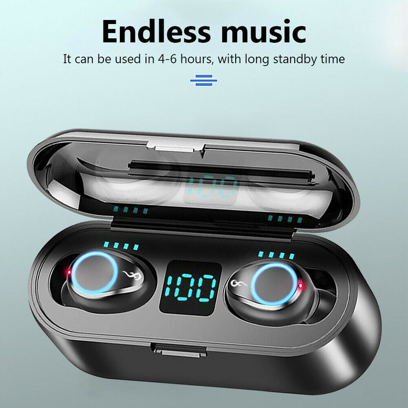 F9 Waterproof LED TWS Wireless Headset Bluetooth 5.0 Sports Headphones A
