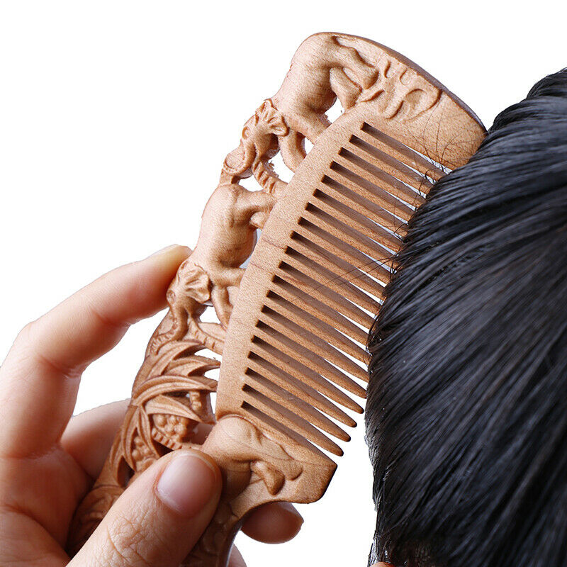 1X Wooden Comb Fine Tooth Handmade Hair Comb Anti Static Comb Hair Styling To Ew