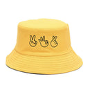 Double-sided Casual Finger Gesture Ok Bucket Hat Women Summer Fold Two Sided OZ