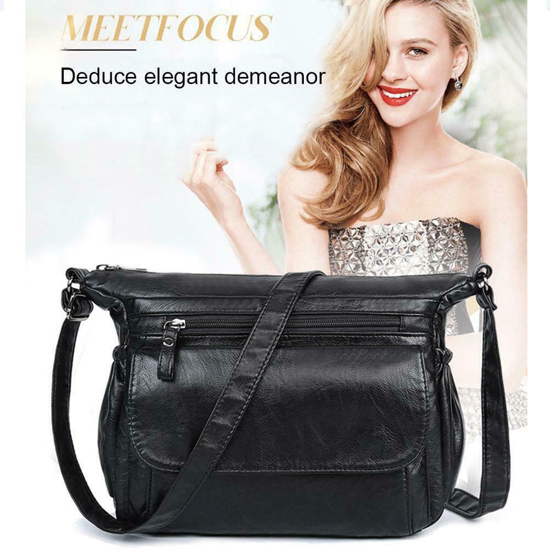Fashion Shoulder Messenger Bags Leather Soft Crossbody Bags Multi-pocket Purse