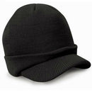 Unisex Men's Winter Warm Knitted Hat With Peak One size Black