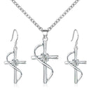 3Pcs/Set Cross Pendant Earrings with Diamond Necklace A5U0 Jewelr Engagemen X9O4