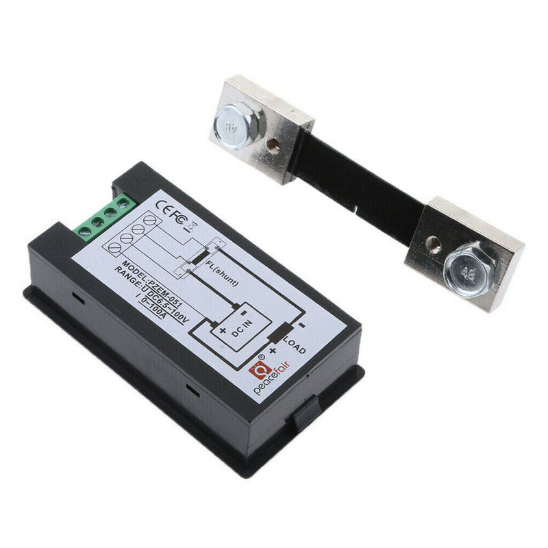 DC 6.5~100V Smart LCD Digital Combo Panel Volt Amp Power Watt Meter Monitor 100A