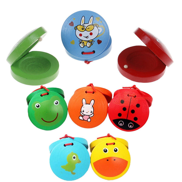 New children musical percussion instrument xmas gift cartoon wooden castanet  3C