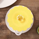 Silicone Large Diamond Cup Cover Heat Resistant Sealed Cups Lid (Yellow) A