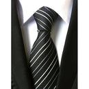 New Classic Striped Black White JACQUARD WOVEN Silk Men's Tie Necktie