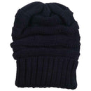 Knit Slouchy Beanie Oversized Thick Cap Hat Unisex Slouch Navy Blue