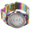 Women Silicone Crystal Bling Analog Digital Quartz Wrist Watch Color:Pink