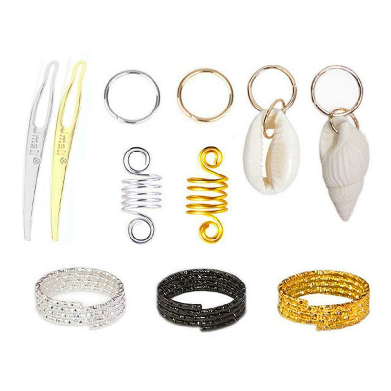 77pcs Flexible Hair Braid Rings Set Dreadlocks Hair Coil Loop Clips Assorted Kit