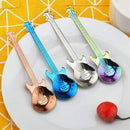 Set of 4 Guitar Shaped Stainless Steel Coffee Spoon Demitasse Spoons Desser V5A7