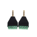 2Pcs 3.5 mm 4 pin Stereo Male to AV Screw Terminal  Plug connector New S JS