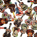 50Pcs Wooden Buttons For Sewing Crafts Clothes 2 Holes Mixed Guitar