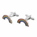 Pair of Stylish Colorful Rainbow Shape Copper Alloy Cufflinks For Men O2J4