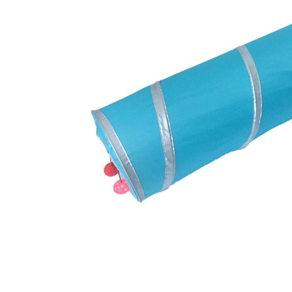 Foldable Cat Tunnel Cat Tent Cloth Two Suspend Balls for Kitten Fun Blue