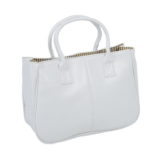 Fashion Woman Ladies Class PU Leather Satchels Tote Purse Bag Handbag - whi M5D3