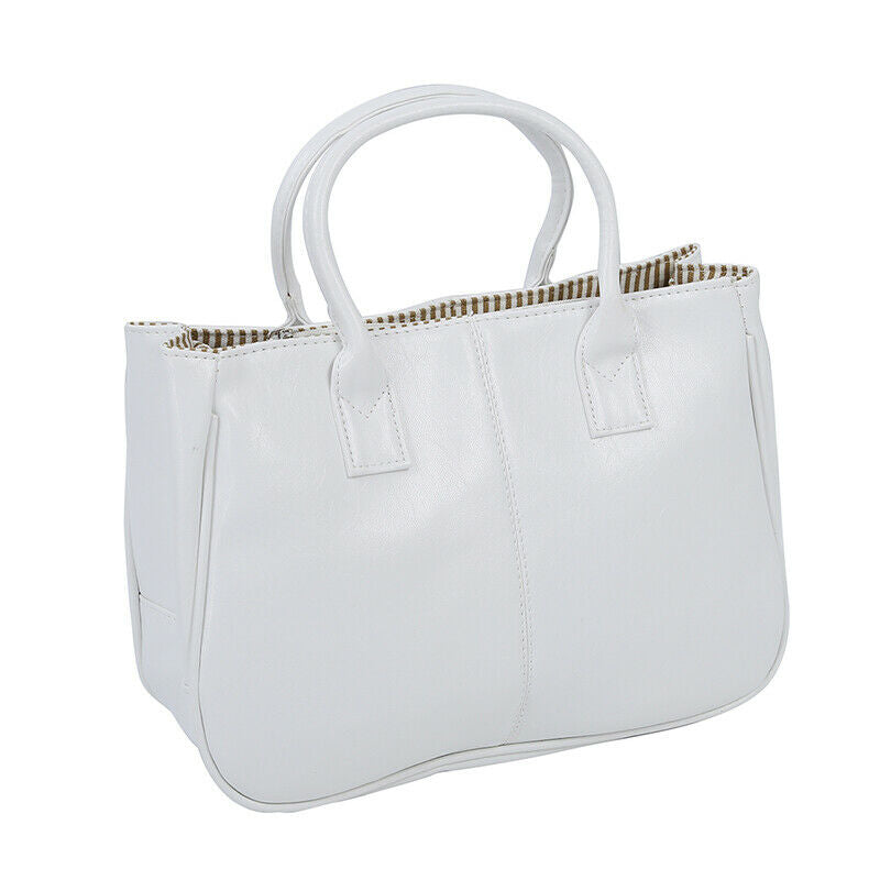 Fashion Woman Ladies Class PU Leather Satchels Tote Purse Bag Handbag - whi M5D3