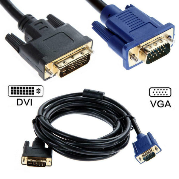 1.5m Plastic Dual Link DVI-I 24+5 Pin DVI to VGA 15 Pin Adapter Cable Converter