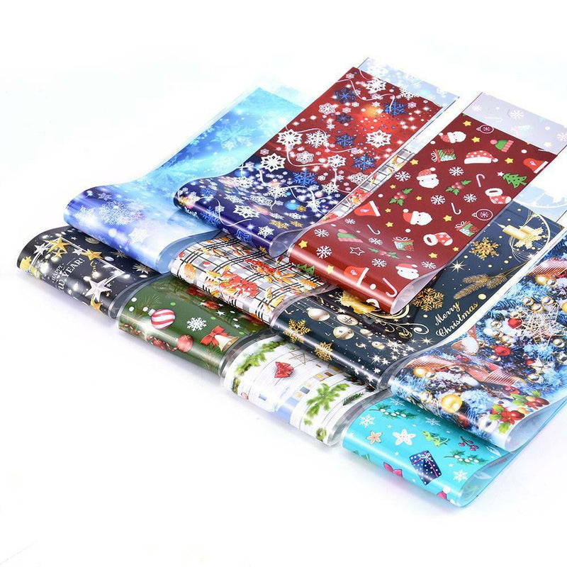 10Pcs Christmas Nail Foils Colorful Foil Nail Art Transfer Stickers Decals DIY